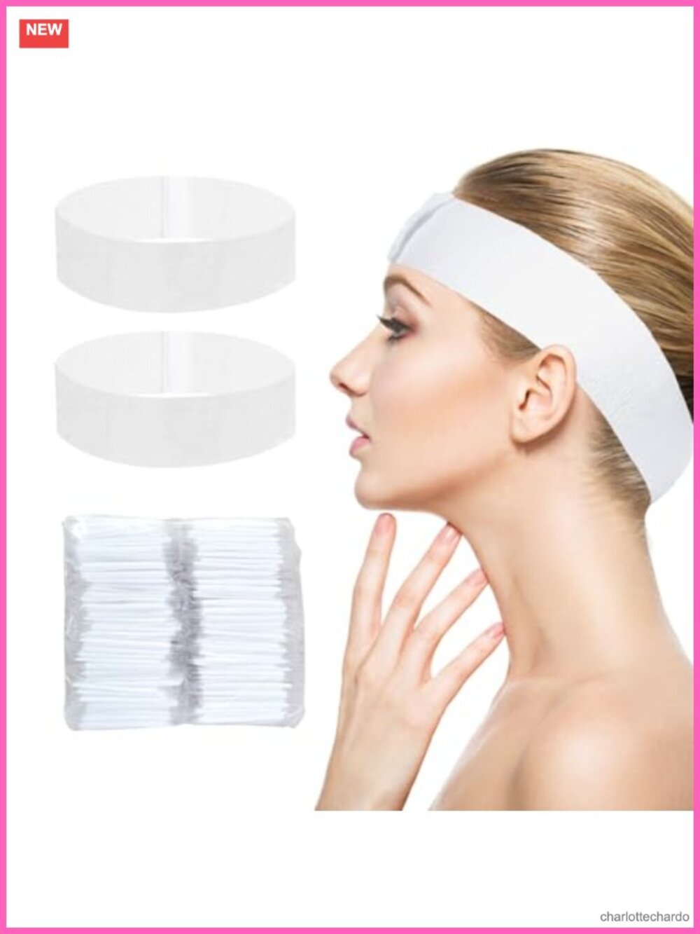 100 Pack Disposable Spa Facial Headbands Non-Woven Adjustable Esthetician